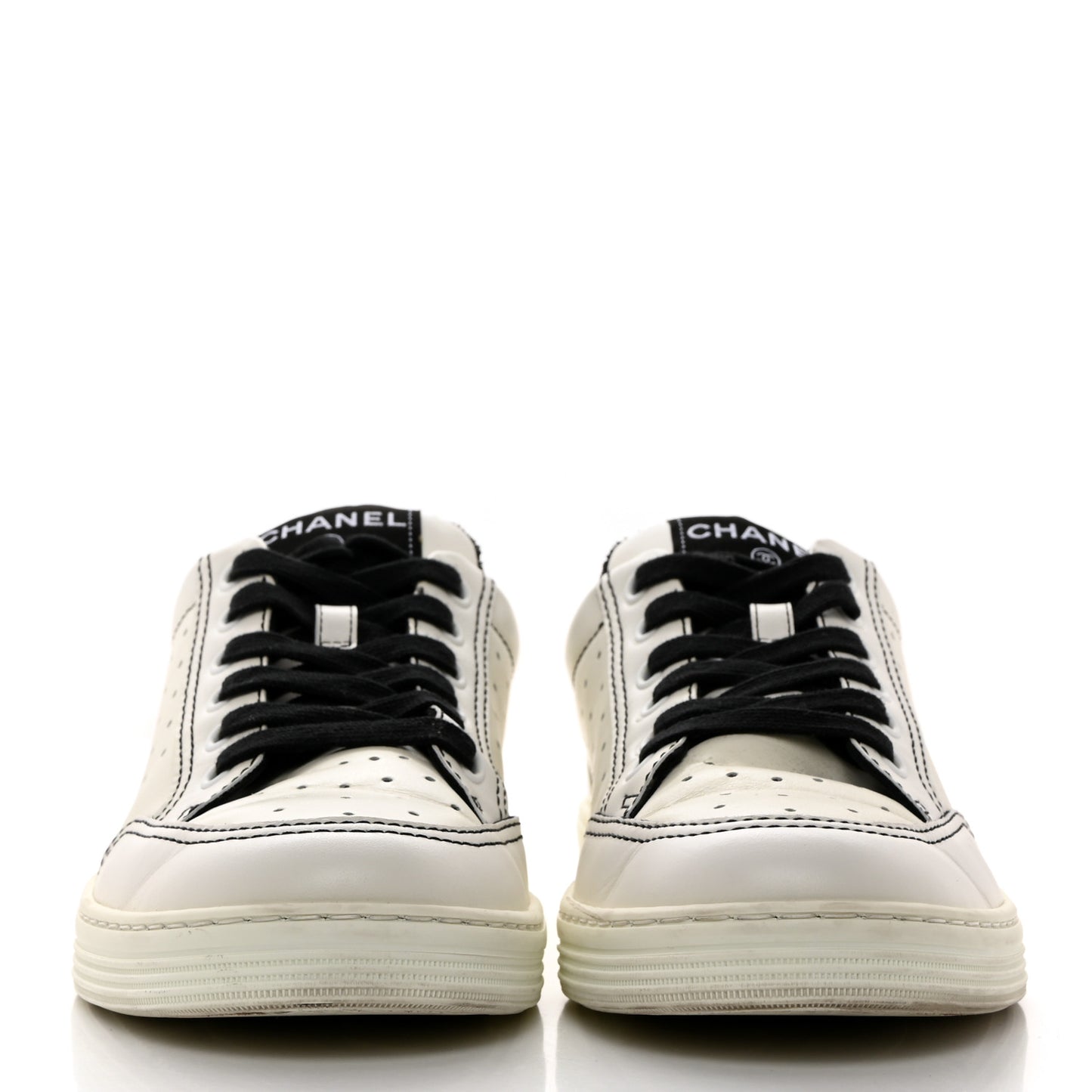 Calfskin Womens Logo Sneakers 39 White Black