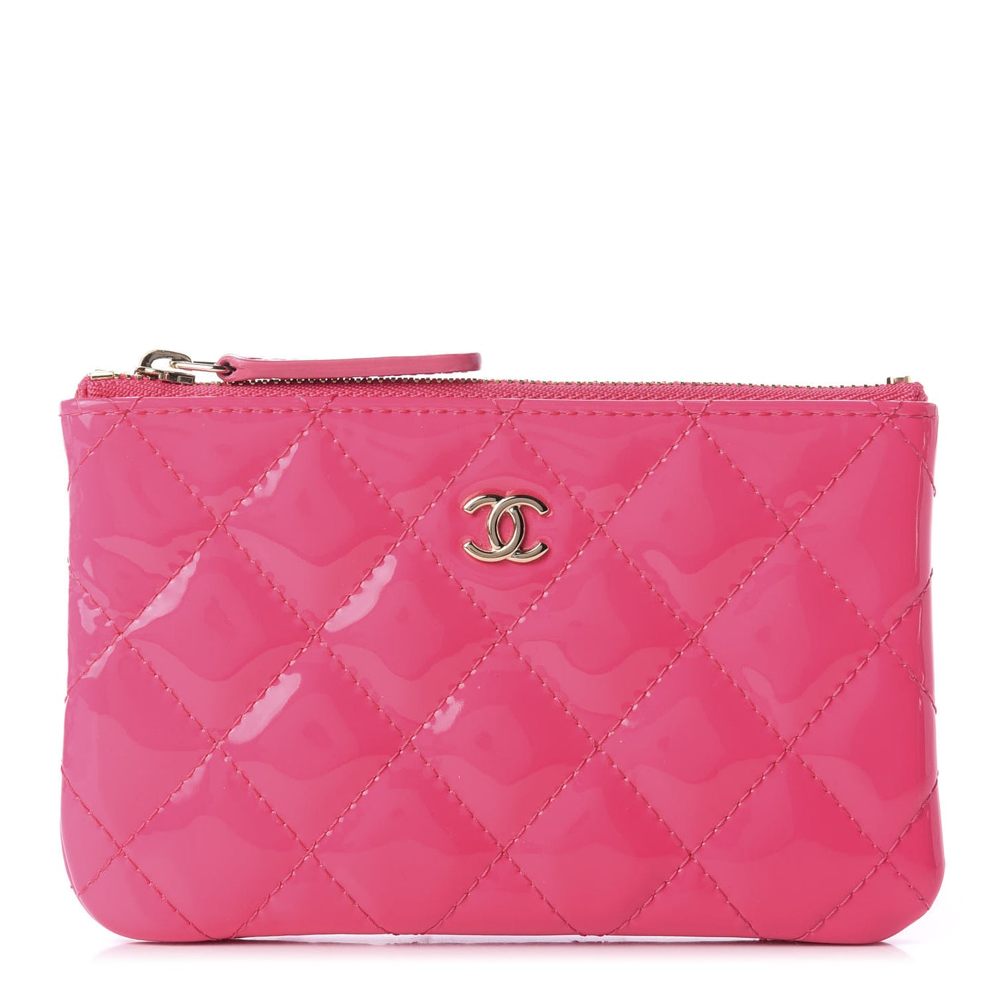 Patent Quilted Small Cosmetic Case Pink