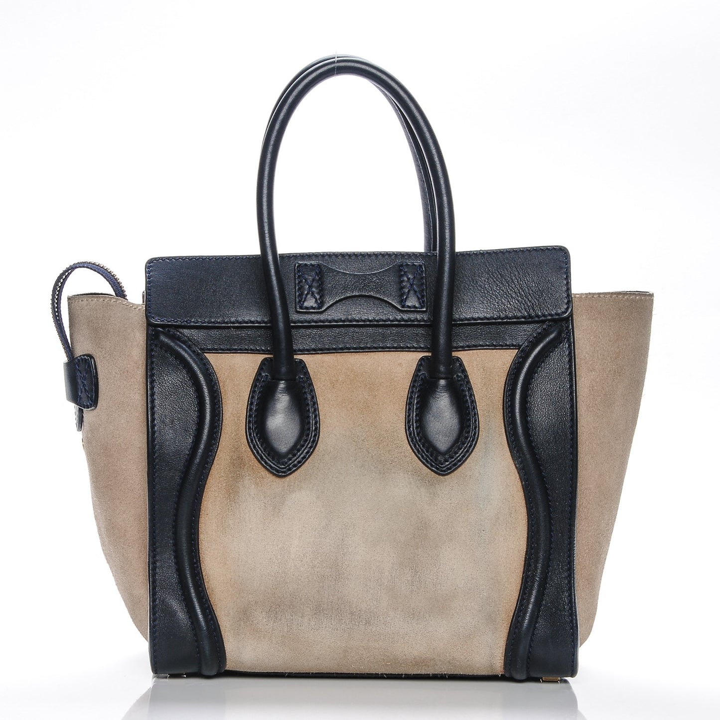 Smooth Calfskin Suede Micro Bi-Color Luggage Navy Dune