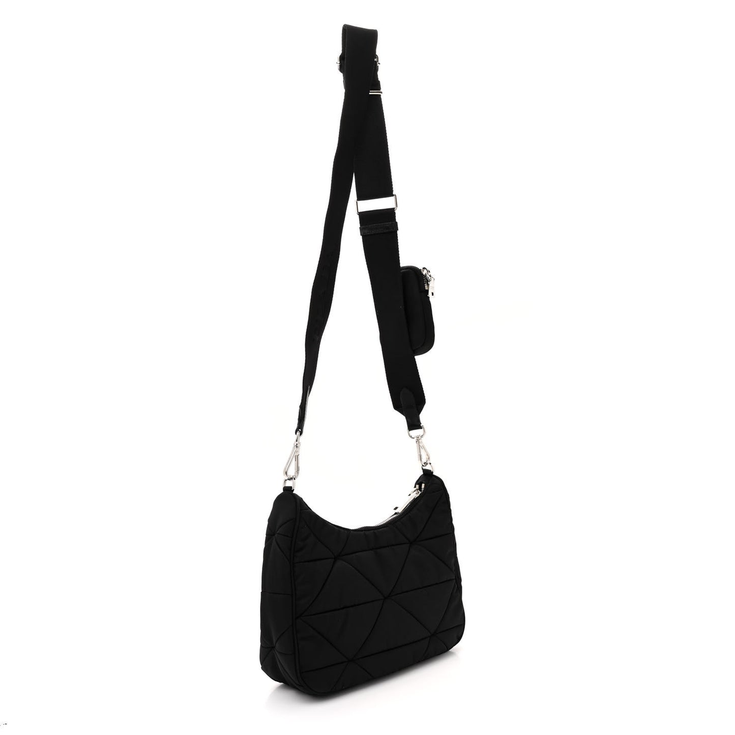 Re-Nylon Triangle Padded Patchwork Shoulder Bag Black