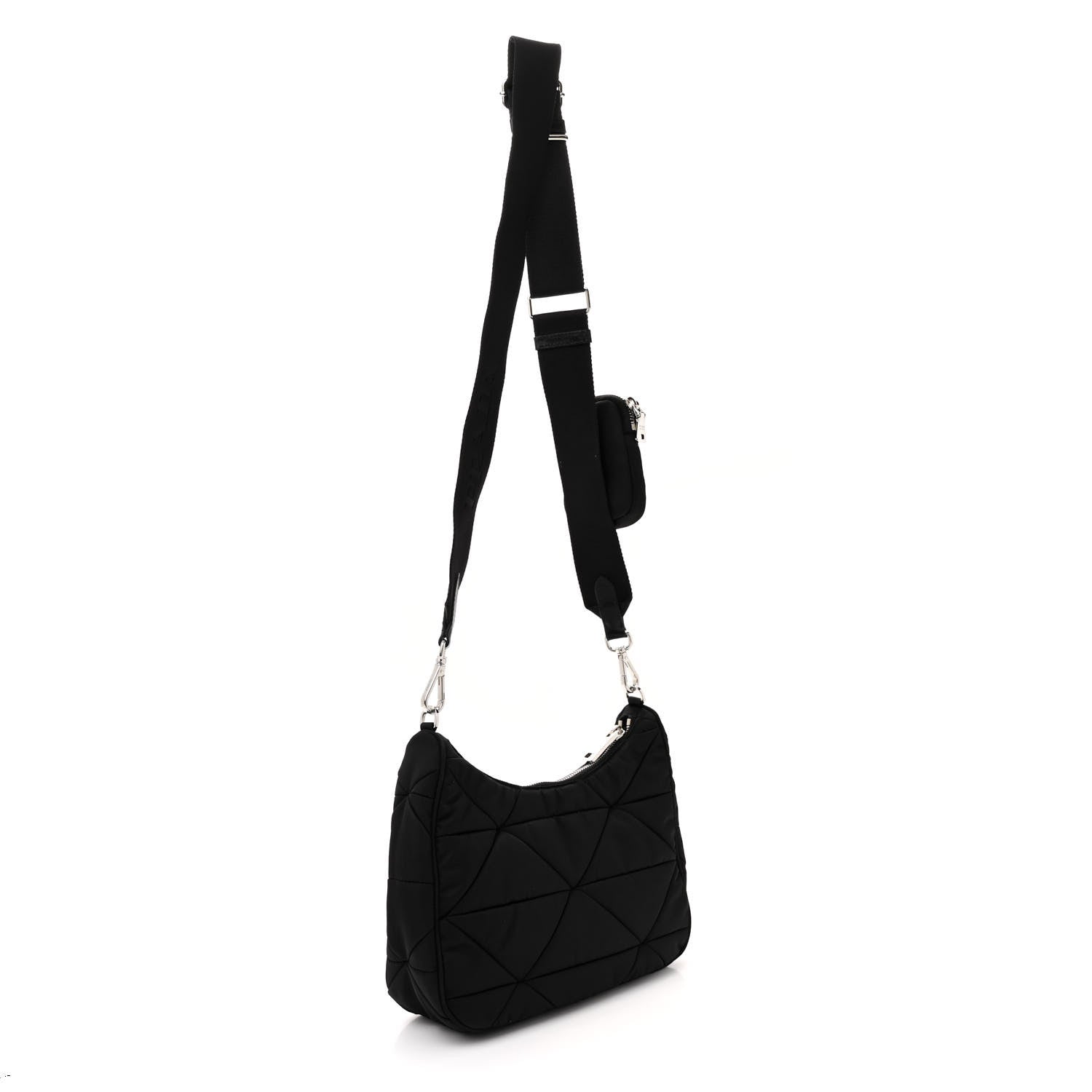 Prada Re-Nylon Triangle Padded Patchwork Shoulder Bag Black 3 of 9