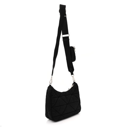 Prada Re-Nylon Triangle Padded Patchwork Shoulder Bag Black 3 of 9