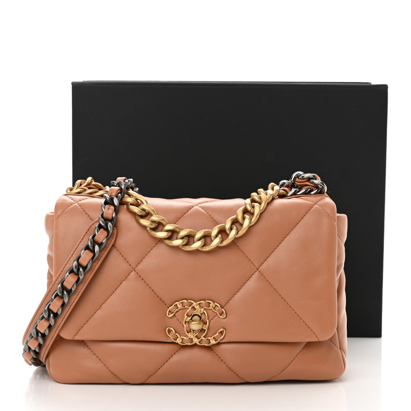 Lambskin Quilted Medium Chanel 19 Flap Brown