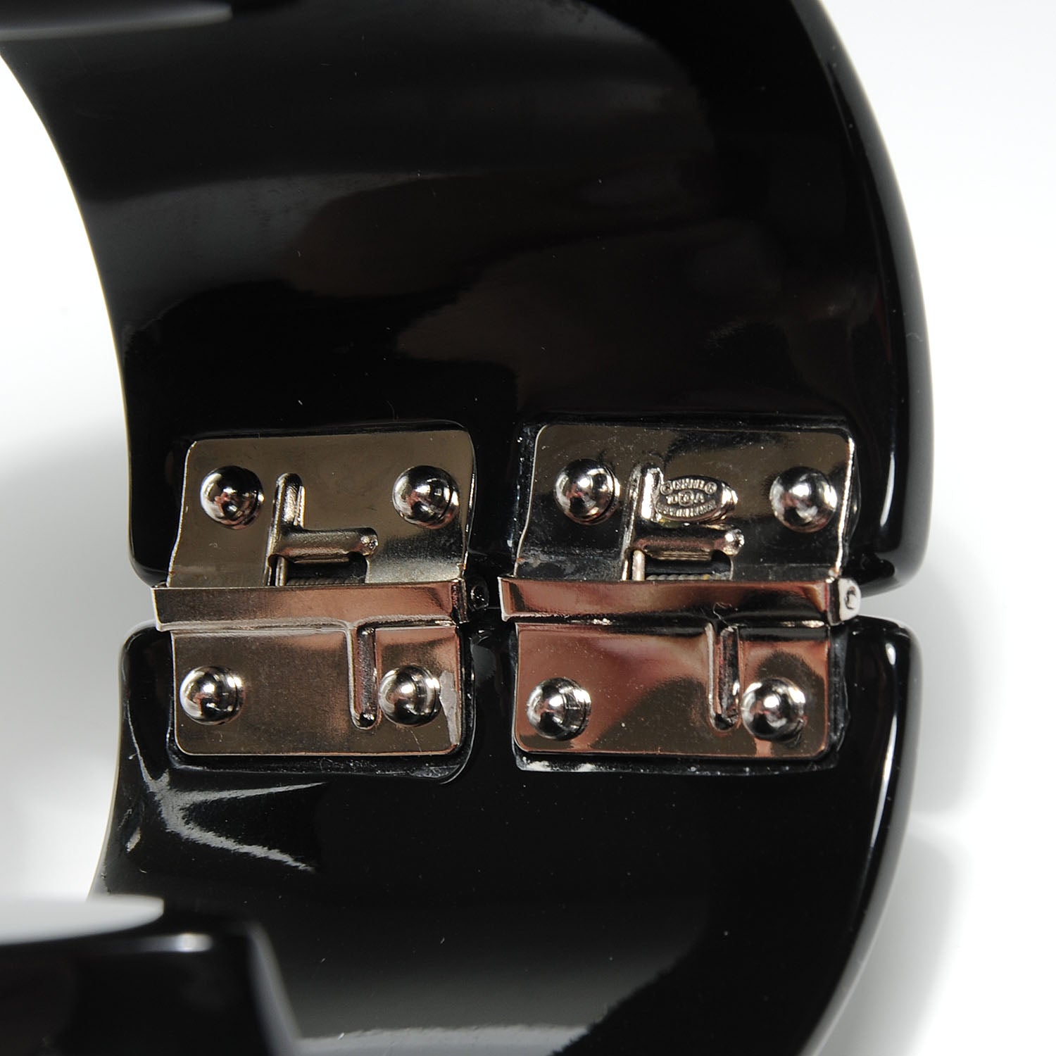 Chanel Resin Crystal CC Bow Wide Cuff Black 4 of 6