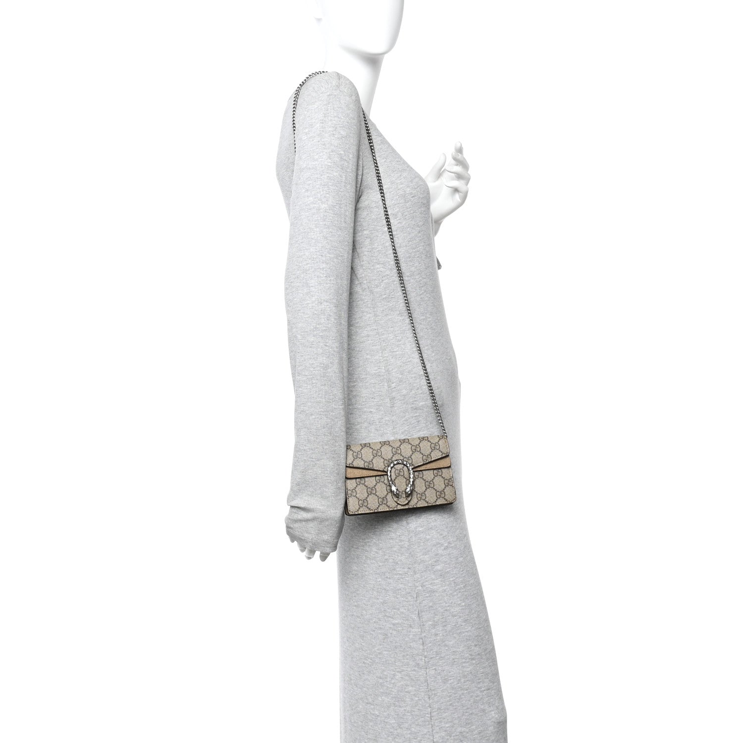 Gucci GG Supreme Monogram Super Mini Dionysus Shoulder Bag Taupe