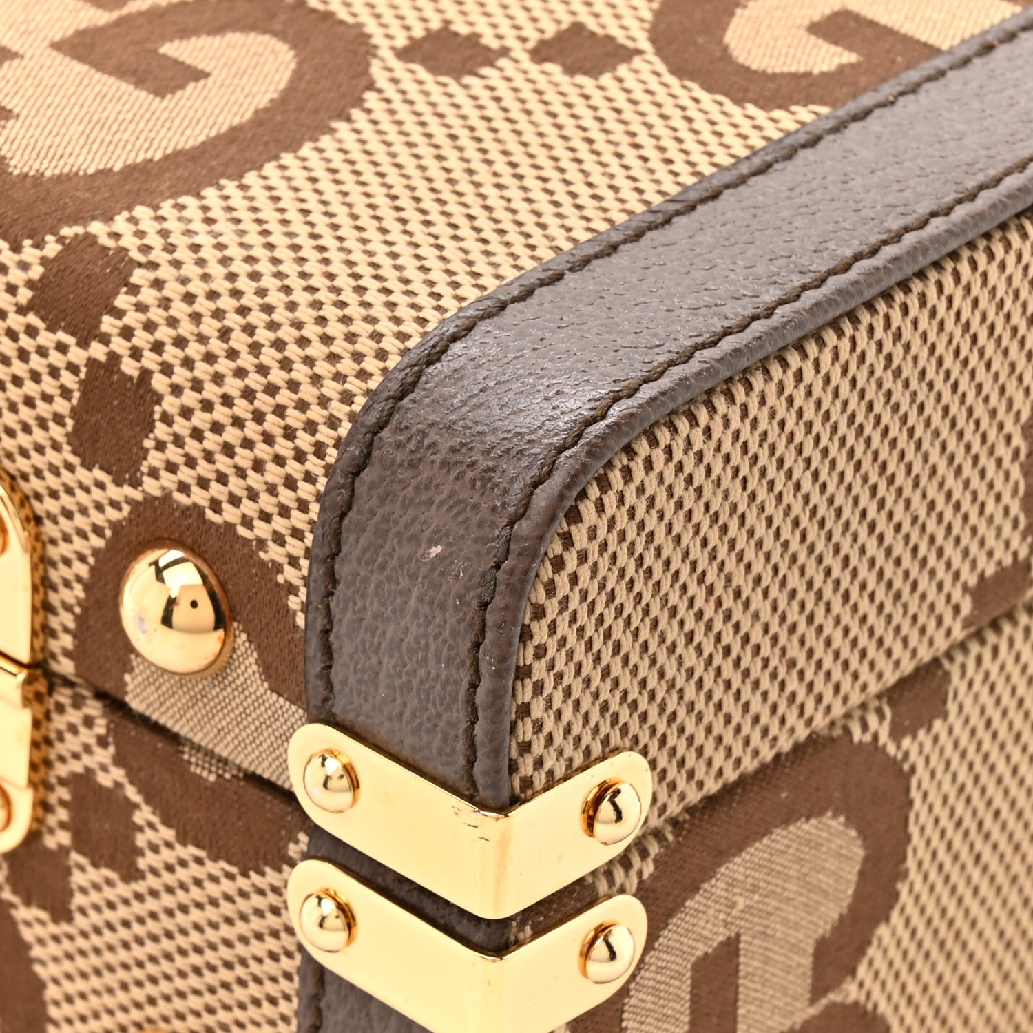 Gucci Monogram Jumbo GG Textured Dollar Calfskin Top Handle Beauty