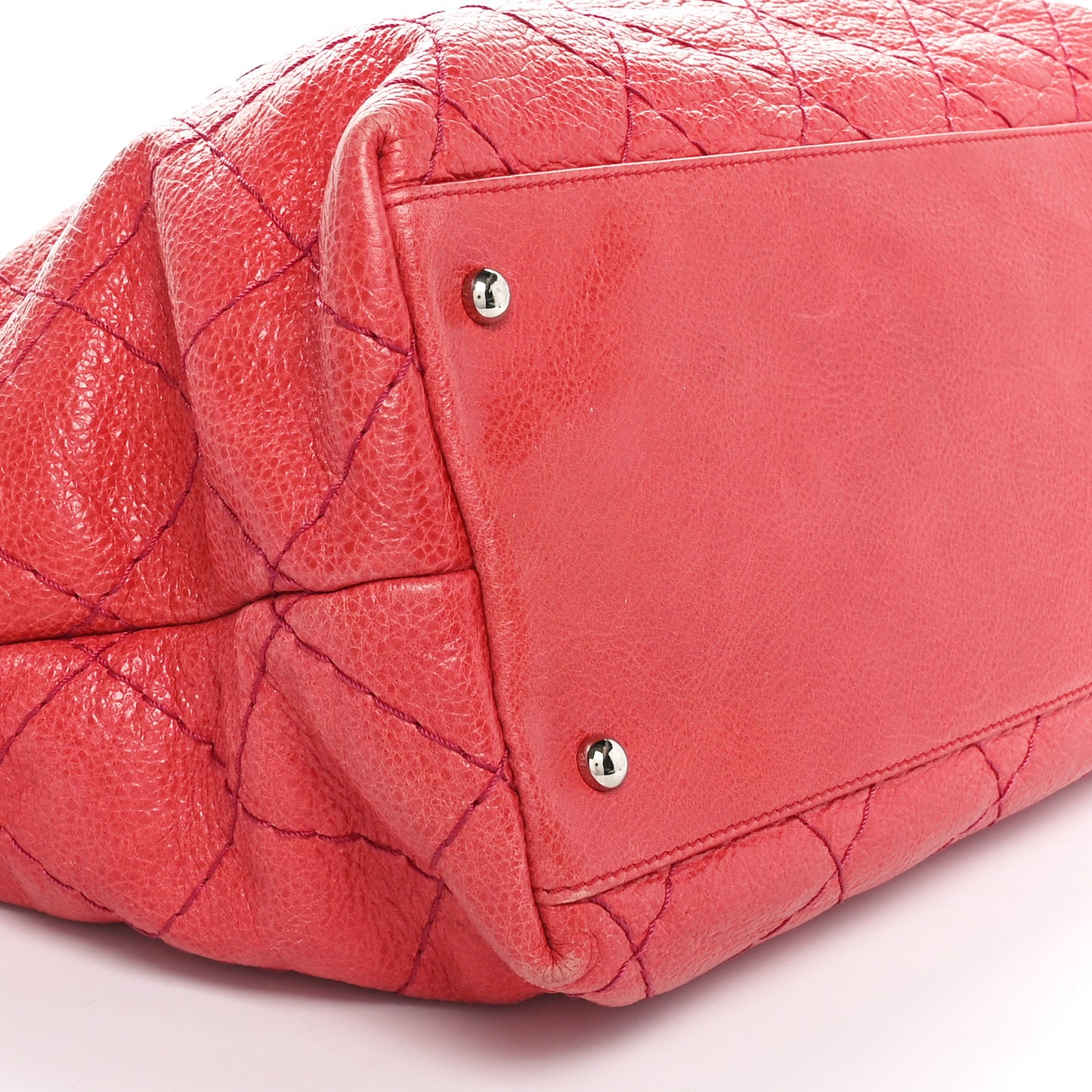 Glazed Calfskin Large On The Road Tote Red