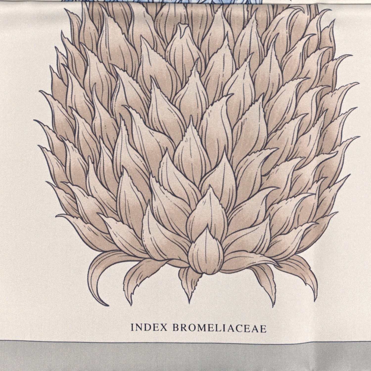 Hermes Silk Index Bromeliaceae Scarf 90 Gris Argent Bleu Vert Amande 5 of 6