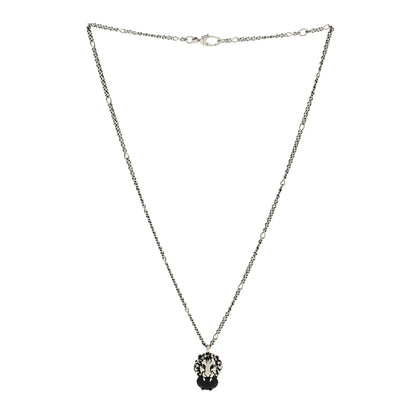 Gucci Metal Swarovski Crystal Lion Head Necklace Silver Black 3 of 4