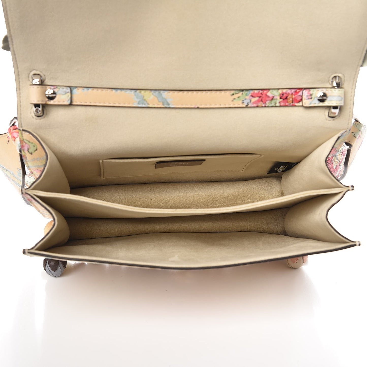 Vitello Marie Antoinette Print Rosebud Kan I Shoulder Bag Panna Multicolor