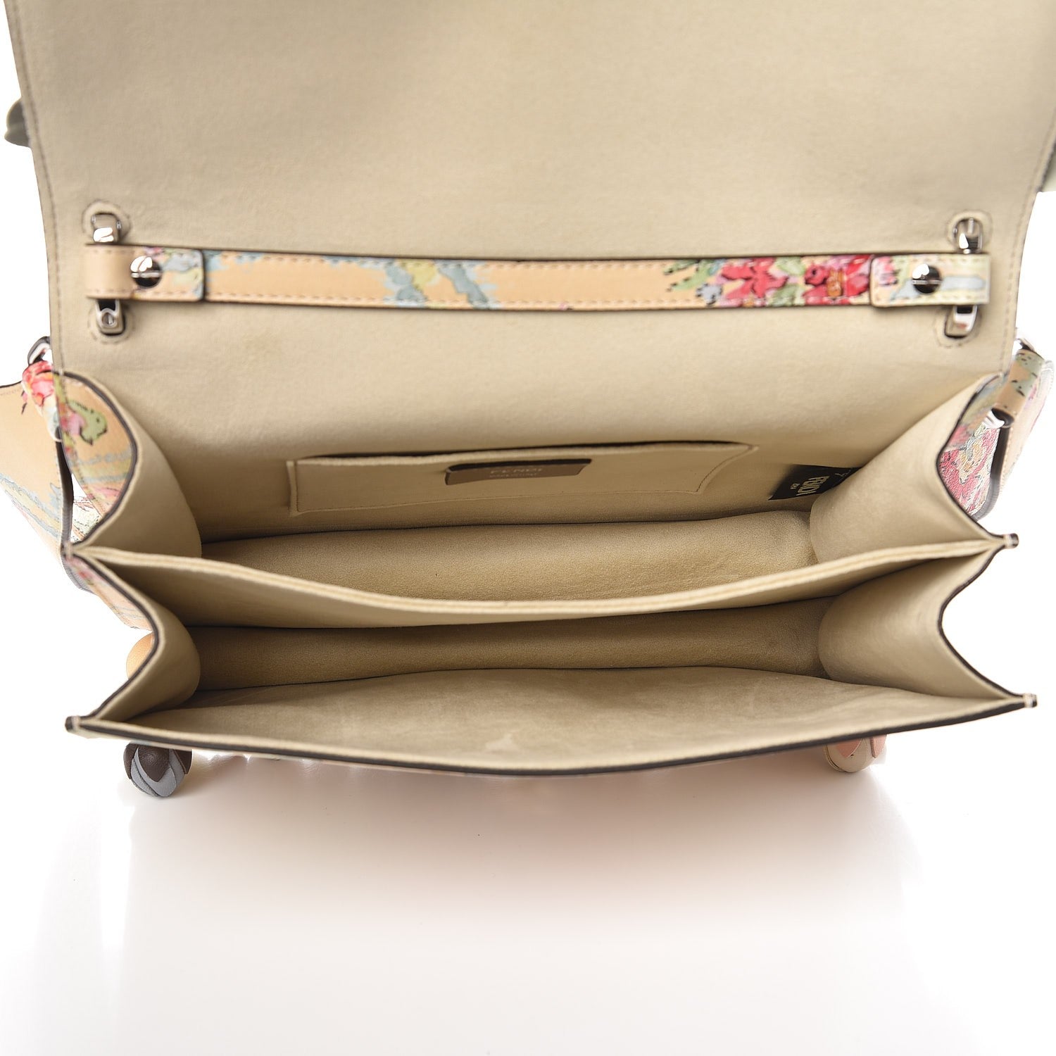 Fendi Vitello Marie Antoinette Print Rosebud Kan I Shoulder Bag Panna Multicolor 6 of 9