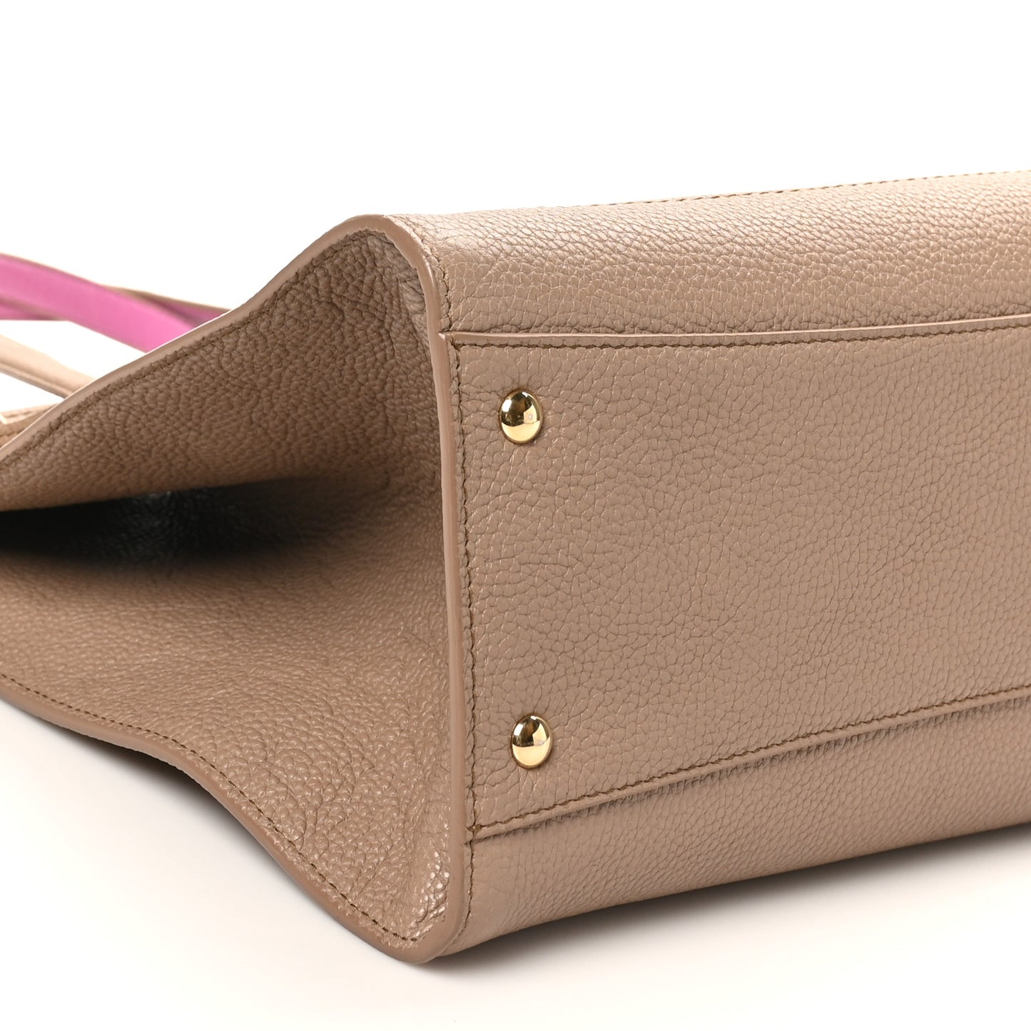 Grained Calfskin Double Handle Medium Amy Tote Beige Pink