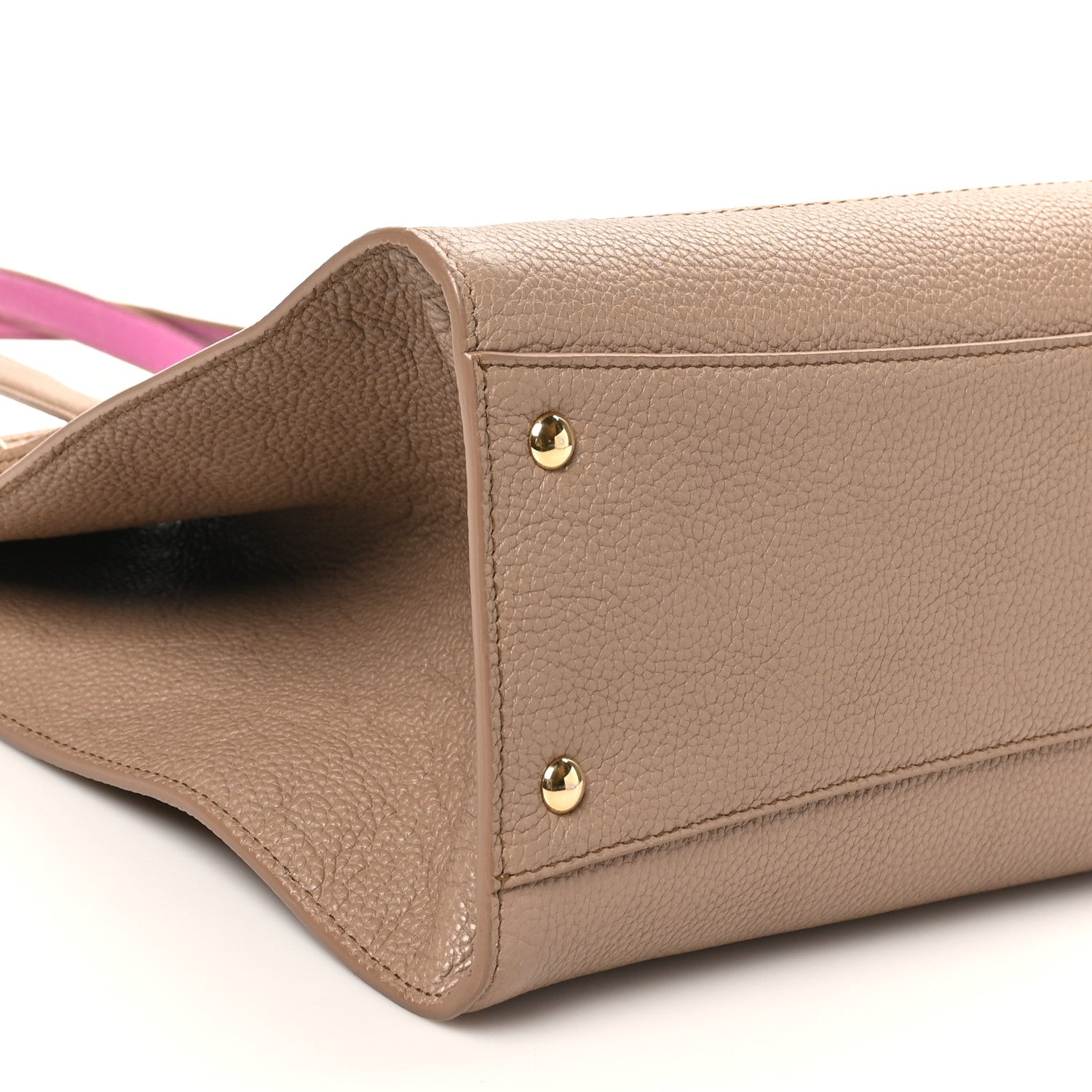 Salvatore Ferragamo Grained Calfskin Double Handle Medium Amy Tote Beige Pink 8 of 9