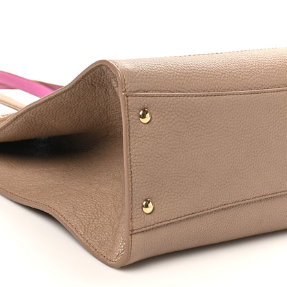 Salvatore Ferragamo Grained Calfskin Double Handle Medium Amy Tote Beige Pink 8 of 9