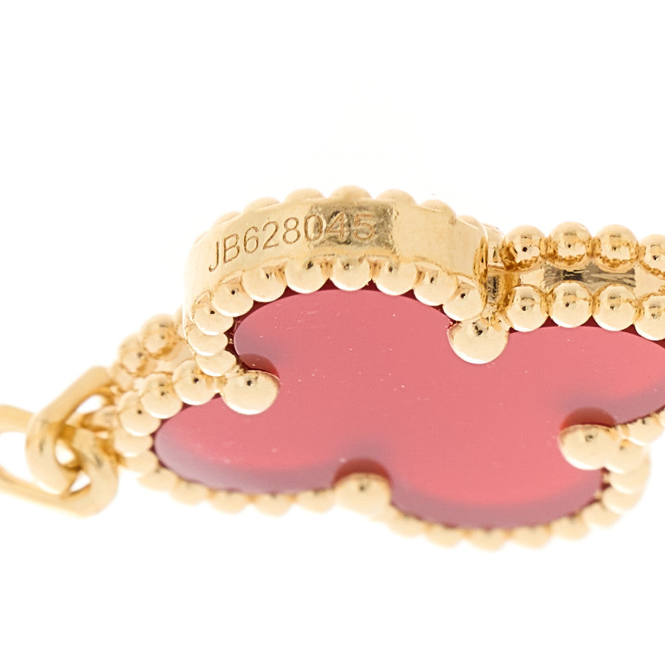 Van Cleef & Arpels 18K Yellow Gold Carnelian 5 Motifs Vintage Alhambra Bracelet 5 of 6