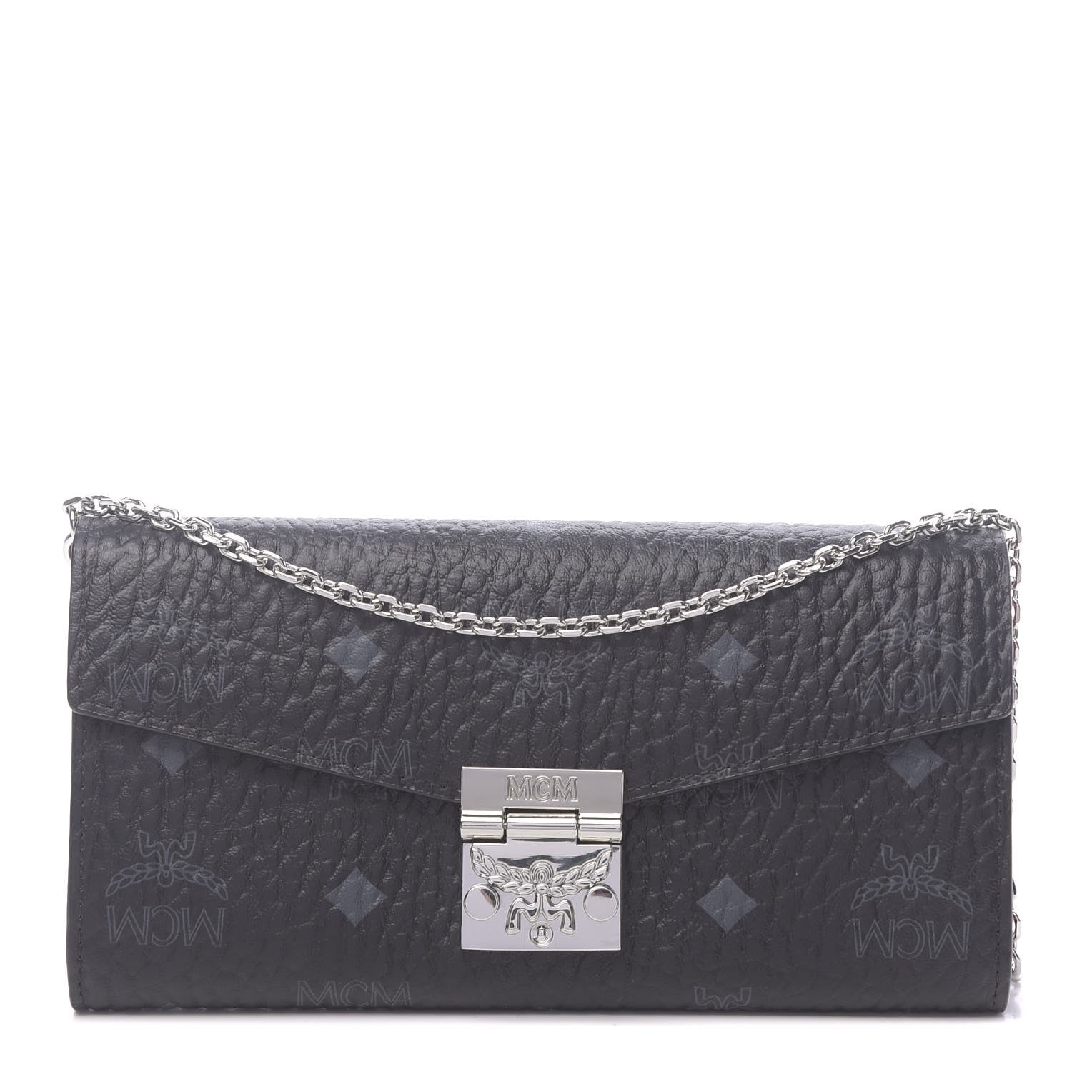 MCM Visetos Large Patricia Wallet On Chain Black Red 1 of 9