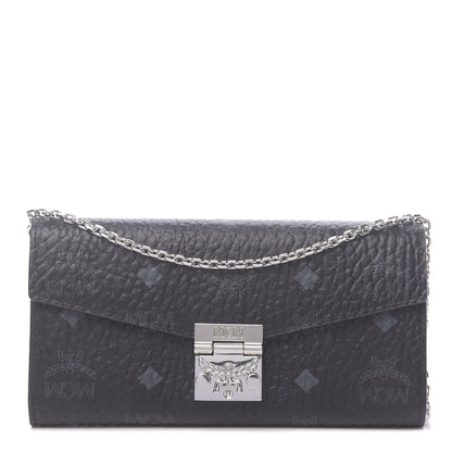 MCM Visetos Large Patricia Wallet On Chain Black Red 1 of 9