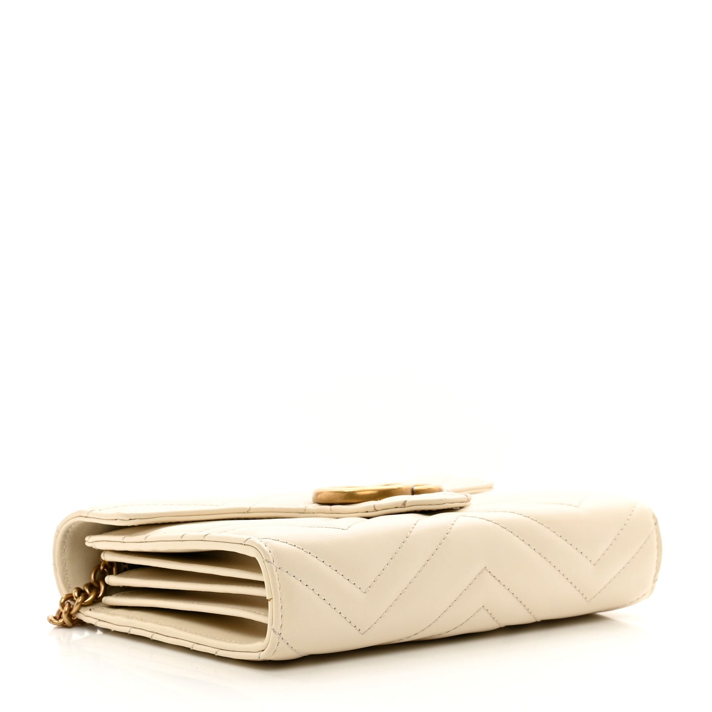 Calfskin Matelasse GG Marmont Chain Wallet Mystic White