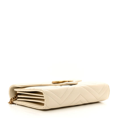 Gucci Calfskin Matelasse GG Marmont Chain Wallet Mystic White 4 of 12