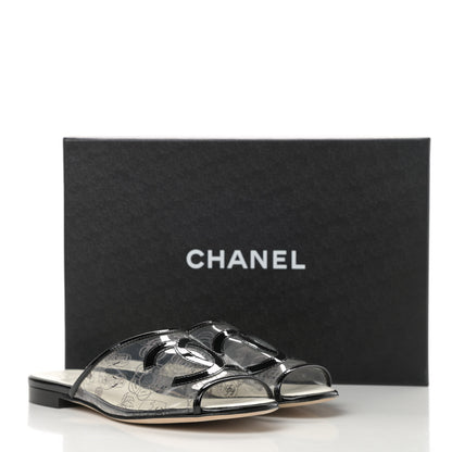 Chanel Patent PVC CC Sandal Mule 37.5 Black 12 of 13
