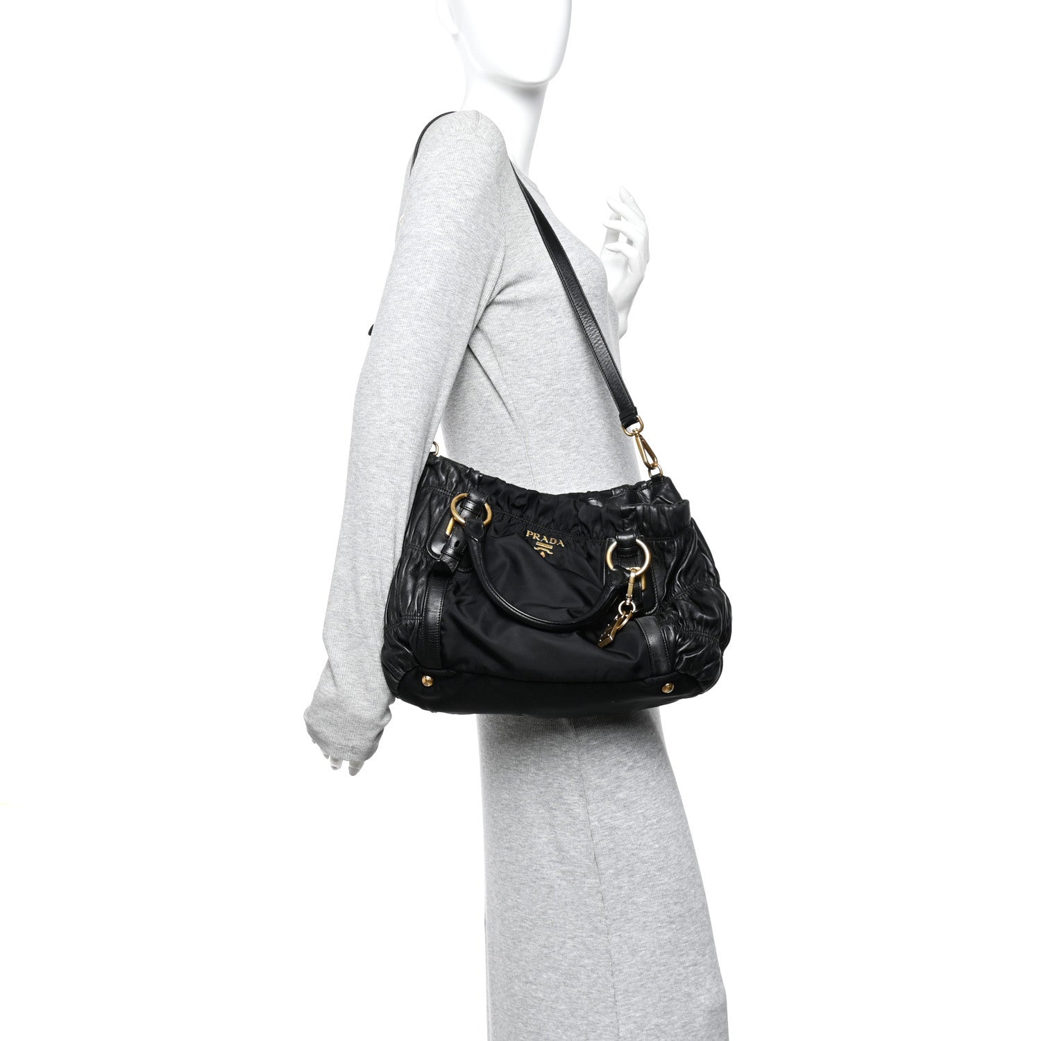 Prada Tessuto Nylon Gaufre Shopping Satchel Black 2 of 10