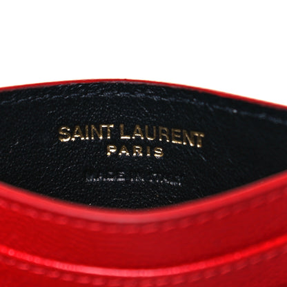 Saint Laurent Grain De Poudre Matelasse Chevron Monogram Credit Card Case Bandana Red 6 of 8