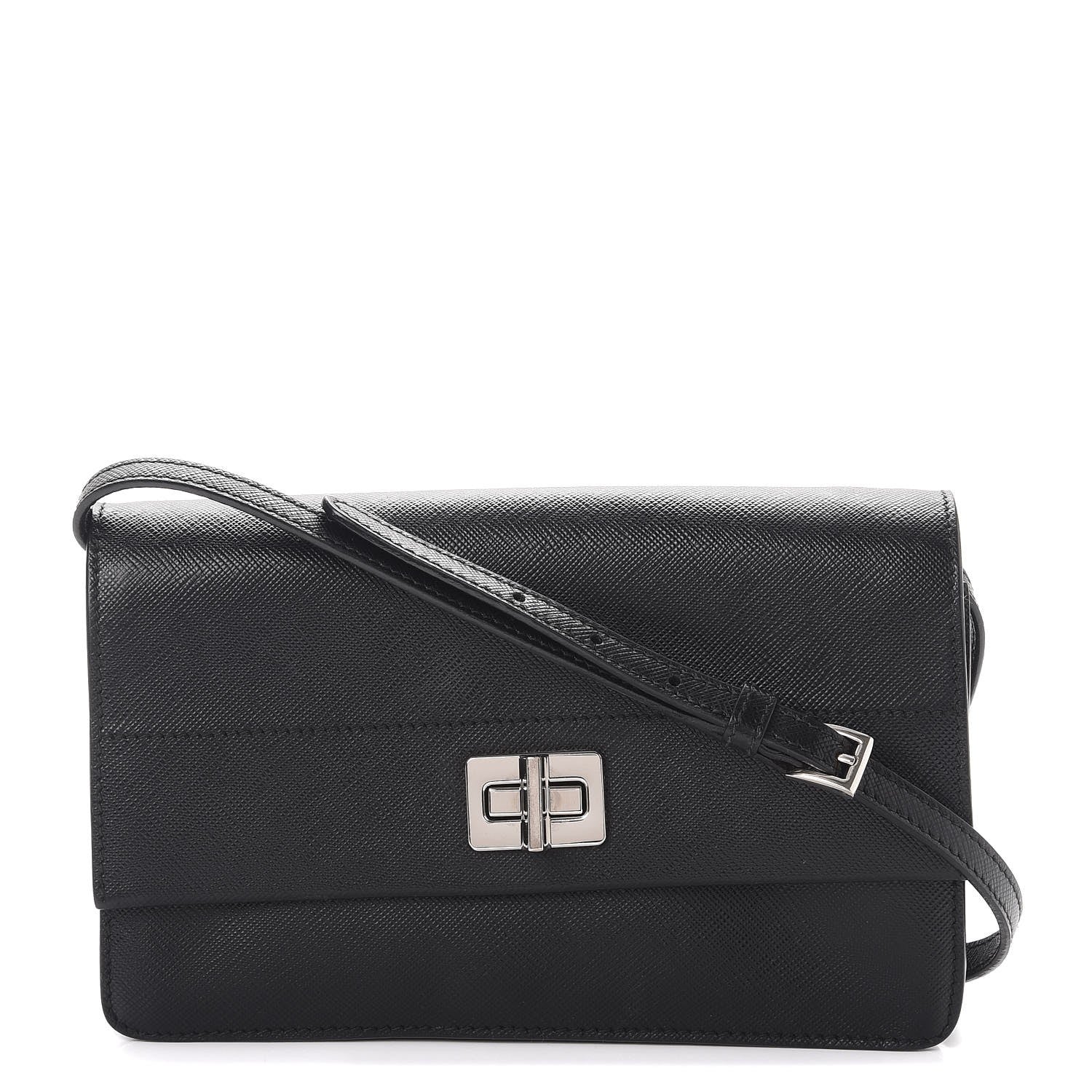 Prada Saffiano Lux Flap Crossbody Nero Black 1 of 8