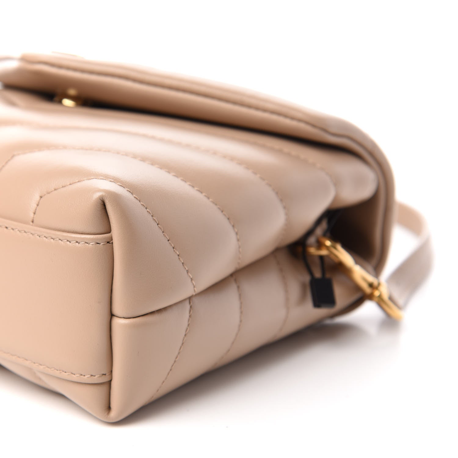 Saint Laurent Calfskin Y Quilted Monogram Toy Loulou Crossbody Bag Dark Beige 7 of 11