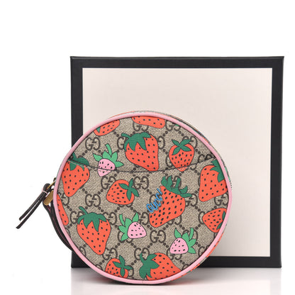 Gucci GG Supreme Monogram Strawberry Round Wrist Wallet 10 of 10