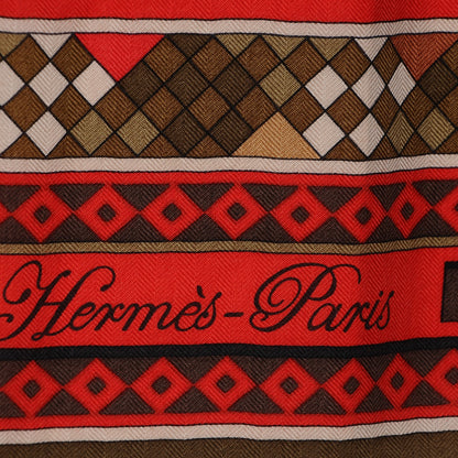 Hermes Cashmere Silk Colliers de Chiens Shawl 140 Black Rouge Kaki 5 of 8