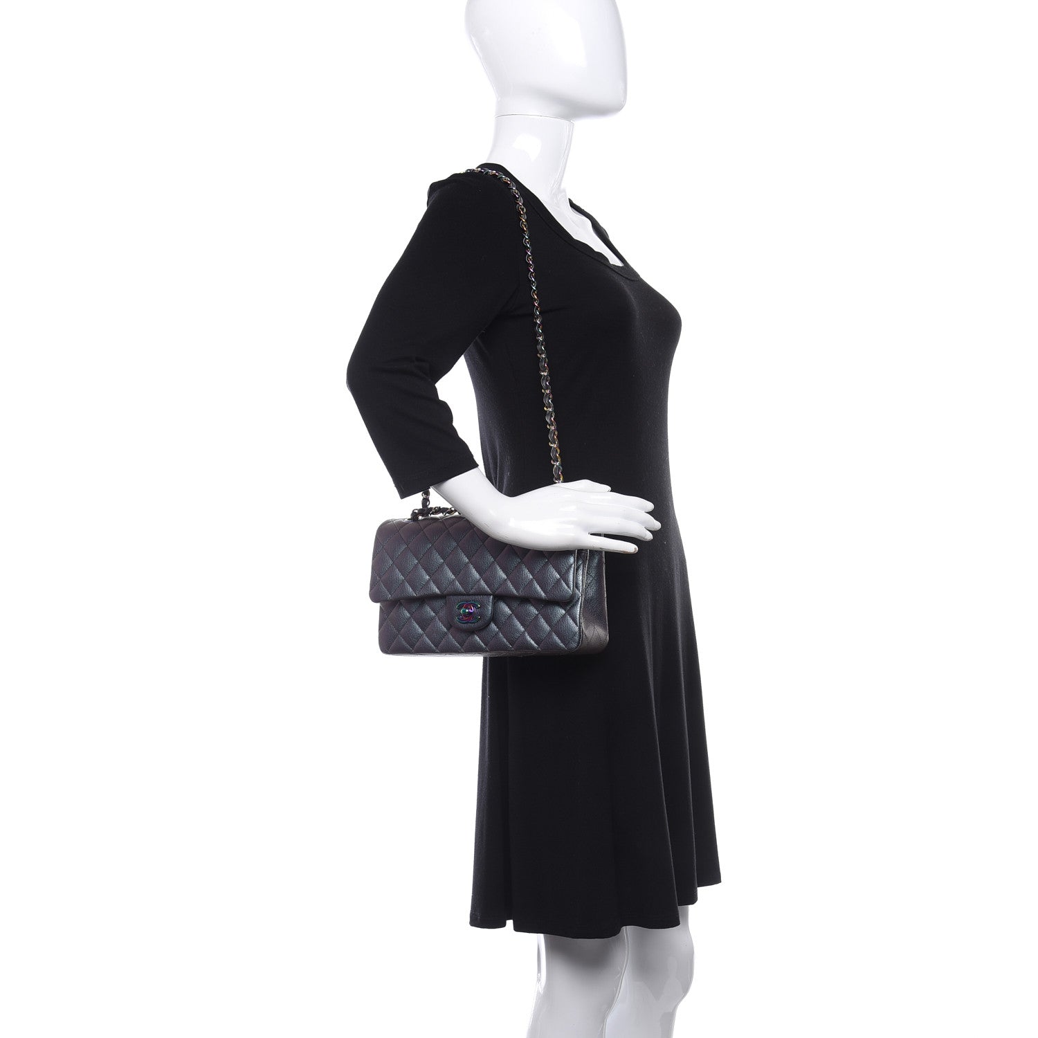 Chanel Iridescent Goatskin Quilted Medium Double Flap Purple 2 of 9