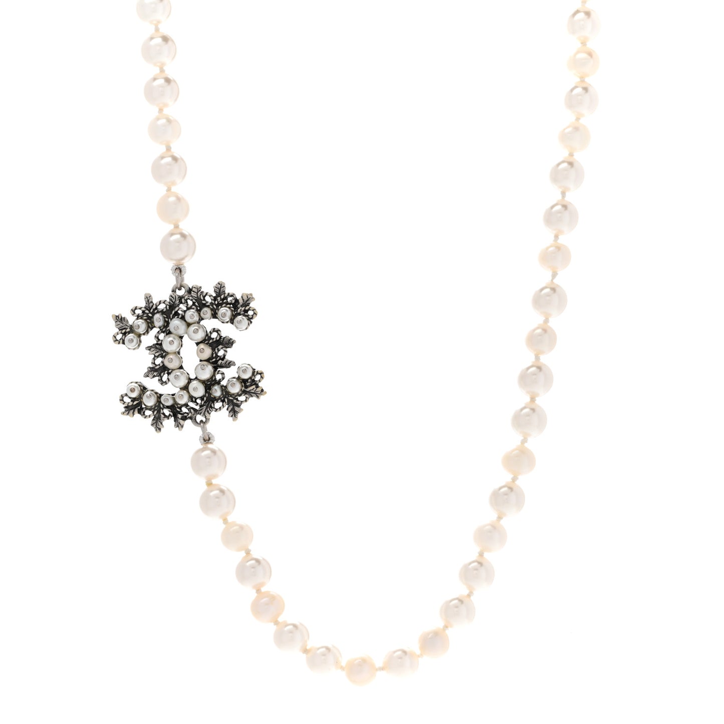 Pearl CC Short Necklace Silver