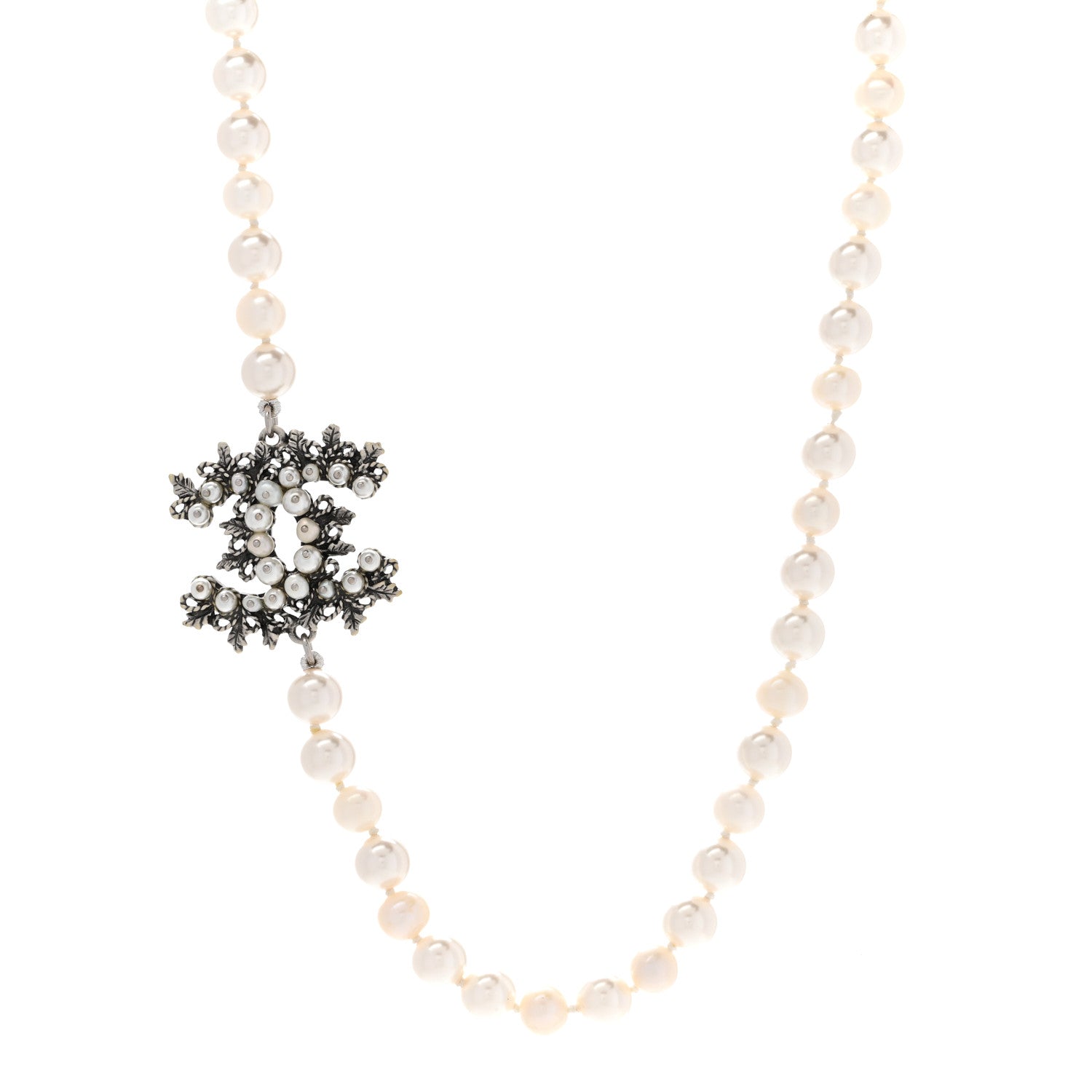Chanel Pearl CC Short Necklace Silver 1 of 8