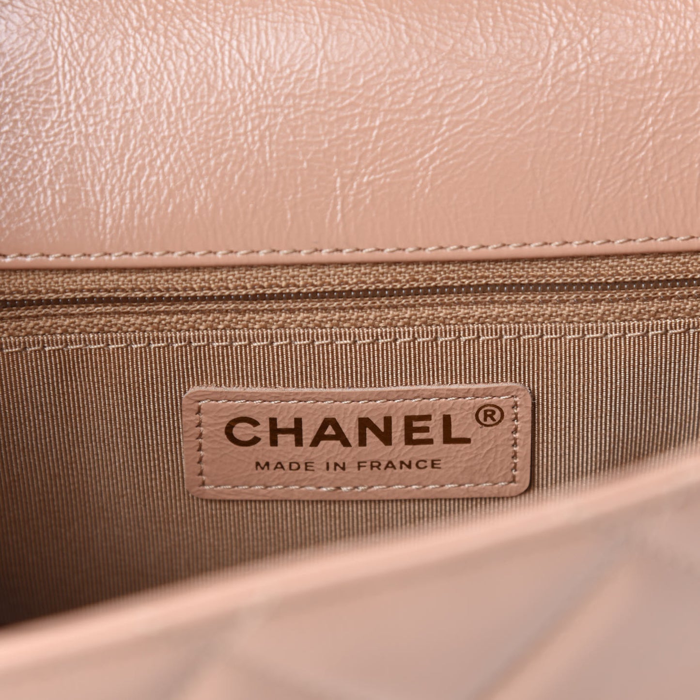 Shiny Aged Calfskin Quilted Mini Hold The Line Flap Beige