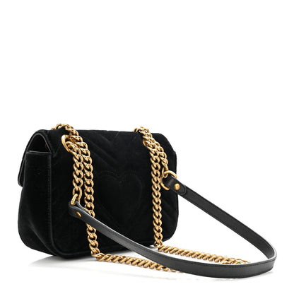 Gucci Velvet Matelasse Mini GG Marmont Shoulder Bag Black 3 of 11