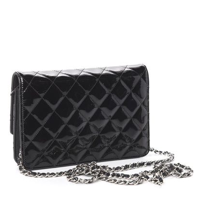 Chanel Patent Quilted Brilliant Wallet On Chain WOC Black 2 of 9
