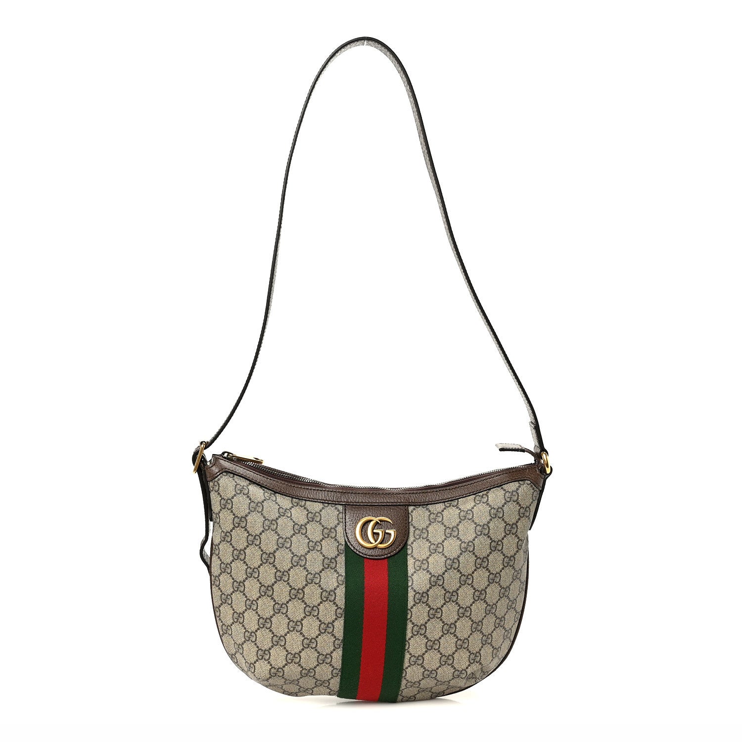 Gucci GG Supreme Monogram Web Small Ophidia Half Moon Hobo Brown 1 of 13