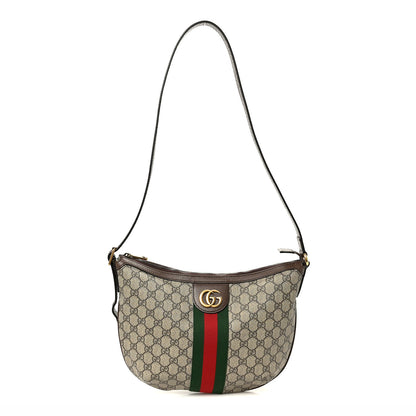 Gucci GG Supreme Monogram Web Small Ophidia Half Moon Hobo Brown 1 of 13