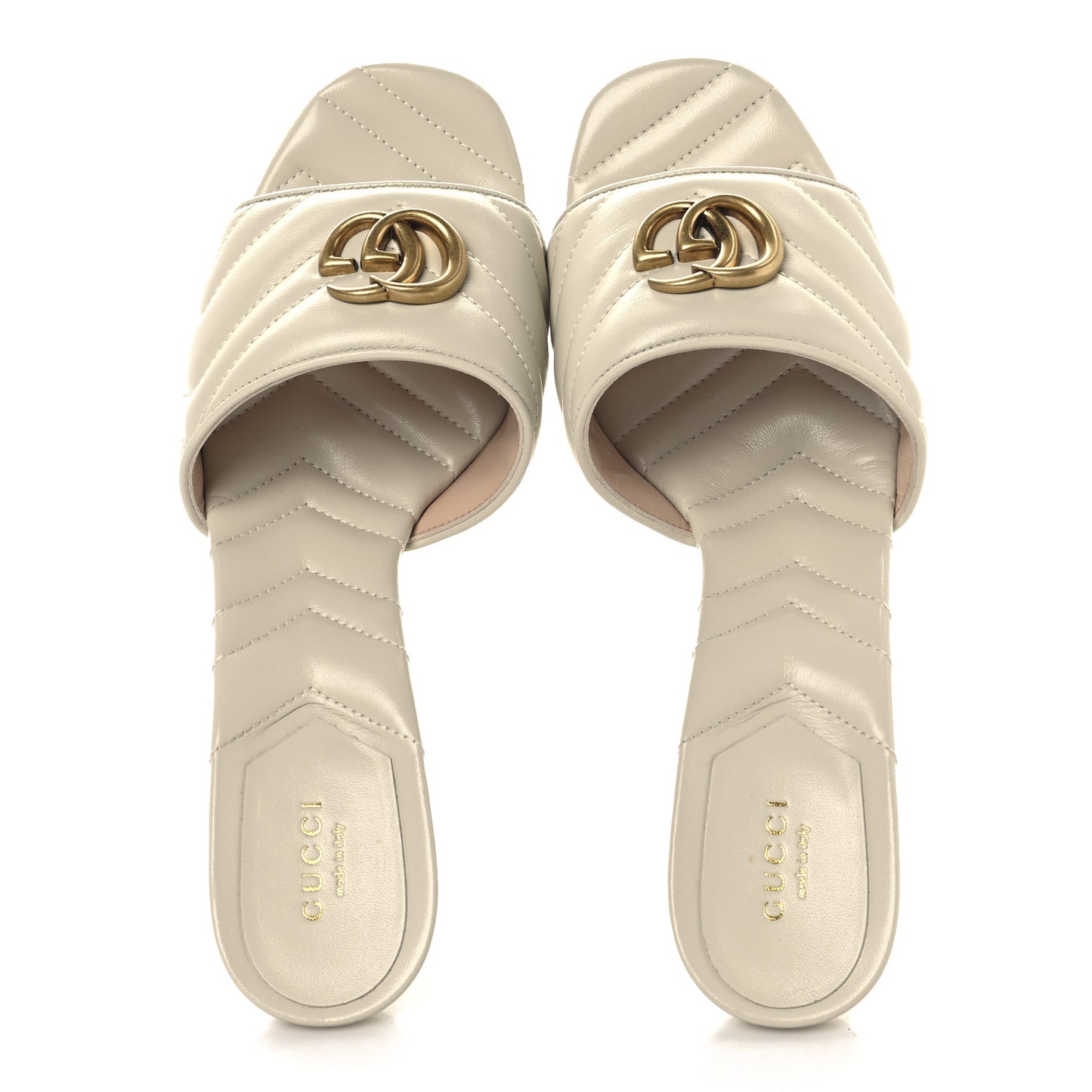Nappa Matelasse GG Marmont 75mm Slide Sandals 41.5 Mystic White