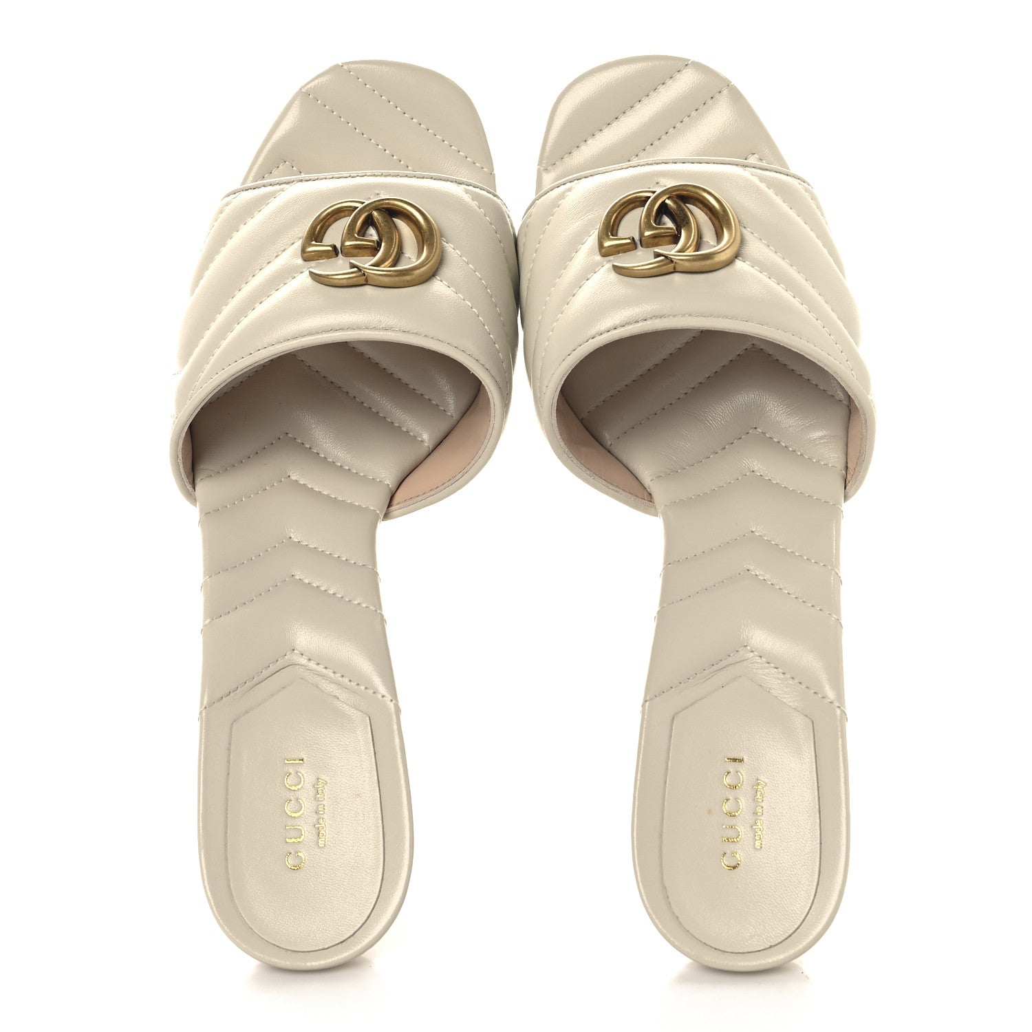 Gucci Nappa Matelasse GG Marmont 75mm Slide Sandals 41.5 Mystic White 2 of 10