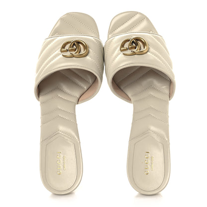 Gucci Nappa Matelasse GG Marmont 75mm Slide Sandals 41.5 Mystic White 2 of 10