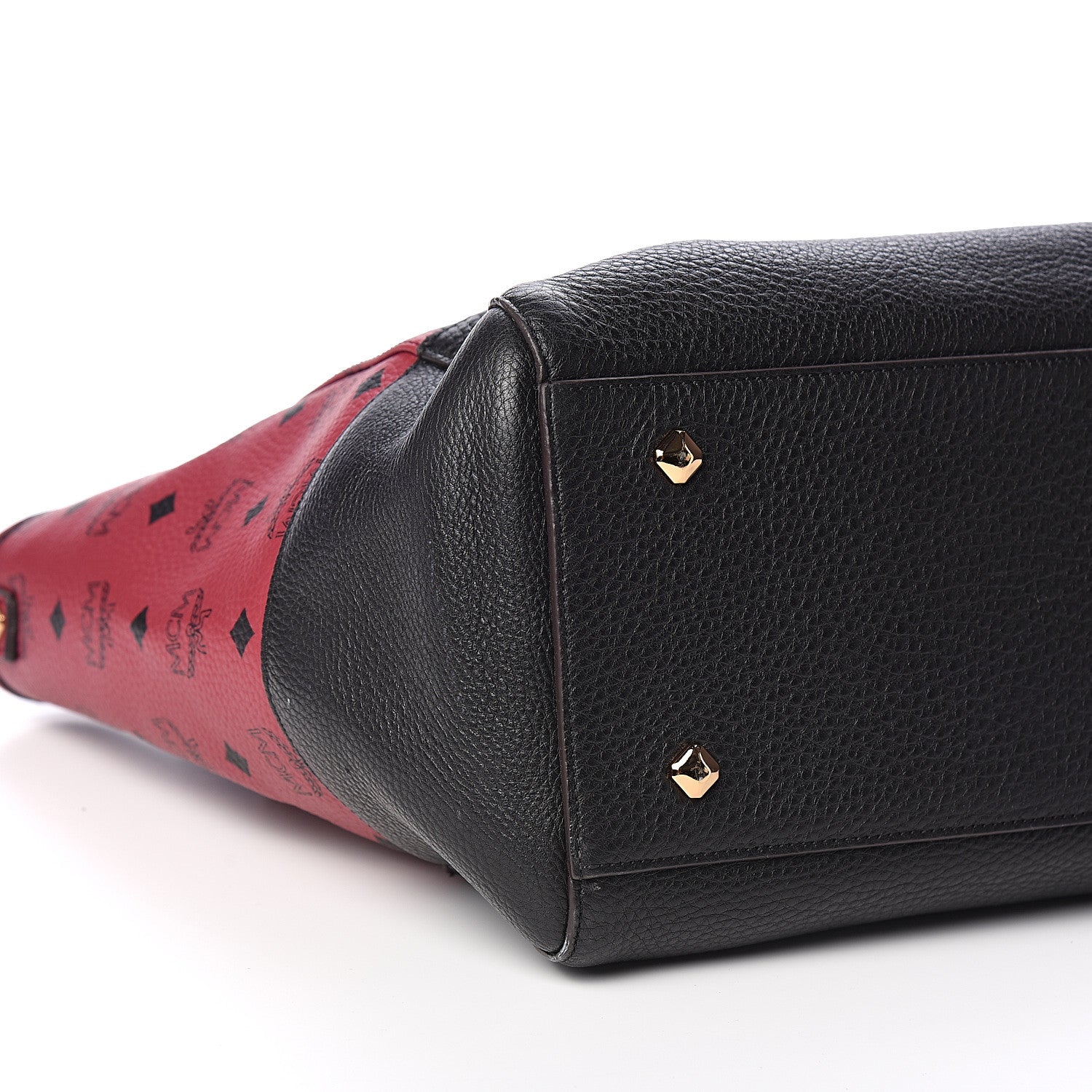MCM Visetos Calfskin Medium Anya Shopper Tote Red Black 6 of 9