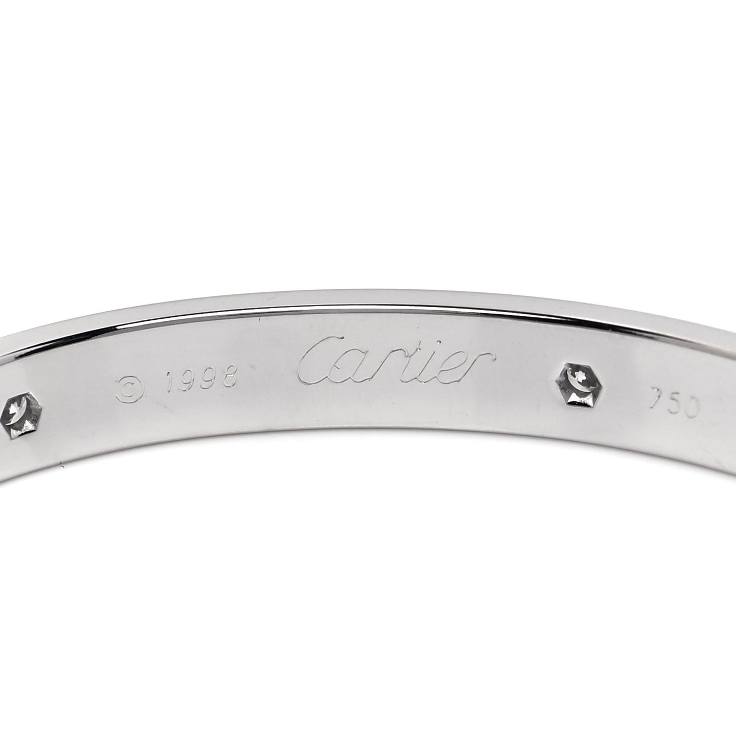 18K White Gold 6 Diamond LOVE Bracelet 16