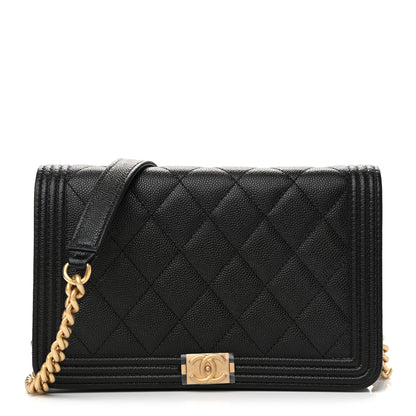 Chanel Caviar Quilted Boy Wallet On Chain WOC Black 1 of 12