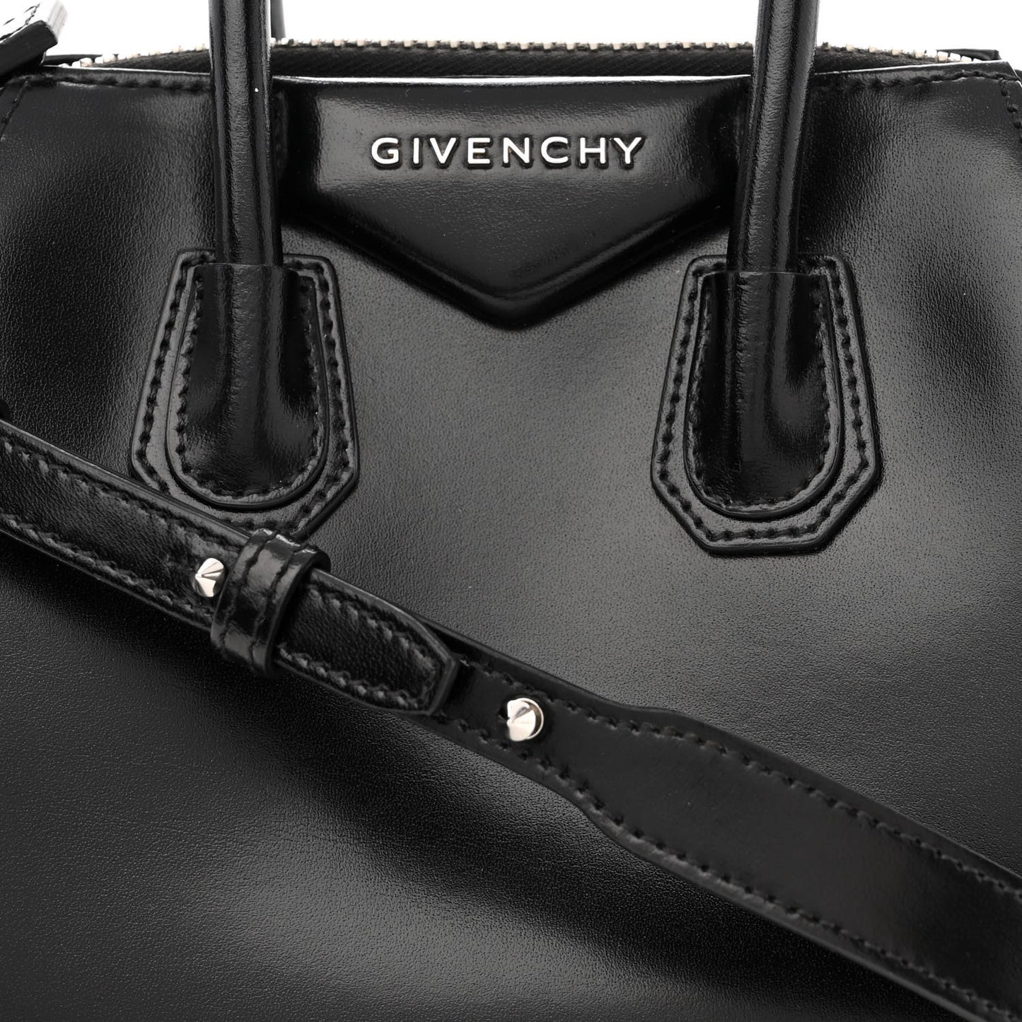 Shiny Lord Calfskin Mini Antigona Black