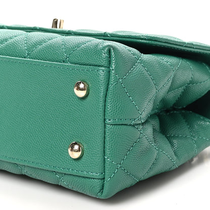 Chanel Caviar Quilted Mini Coco Handle Flap Green 10 of 10