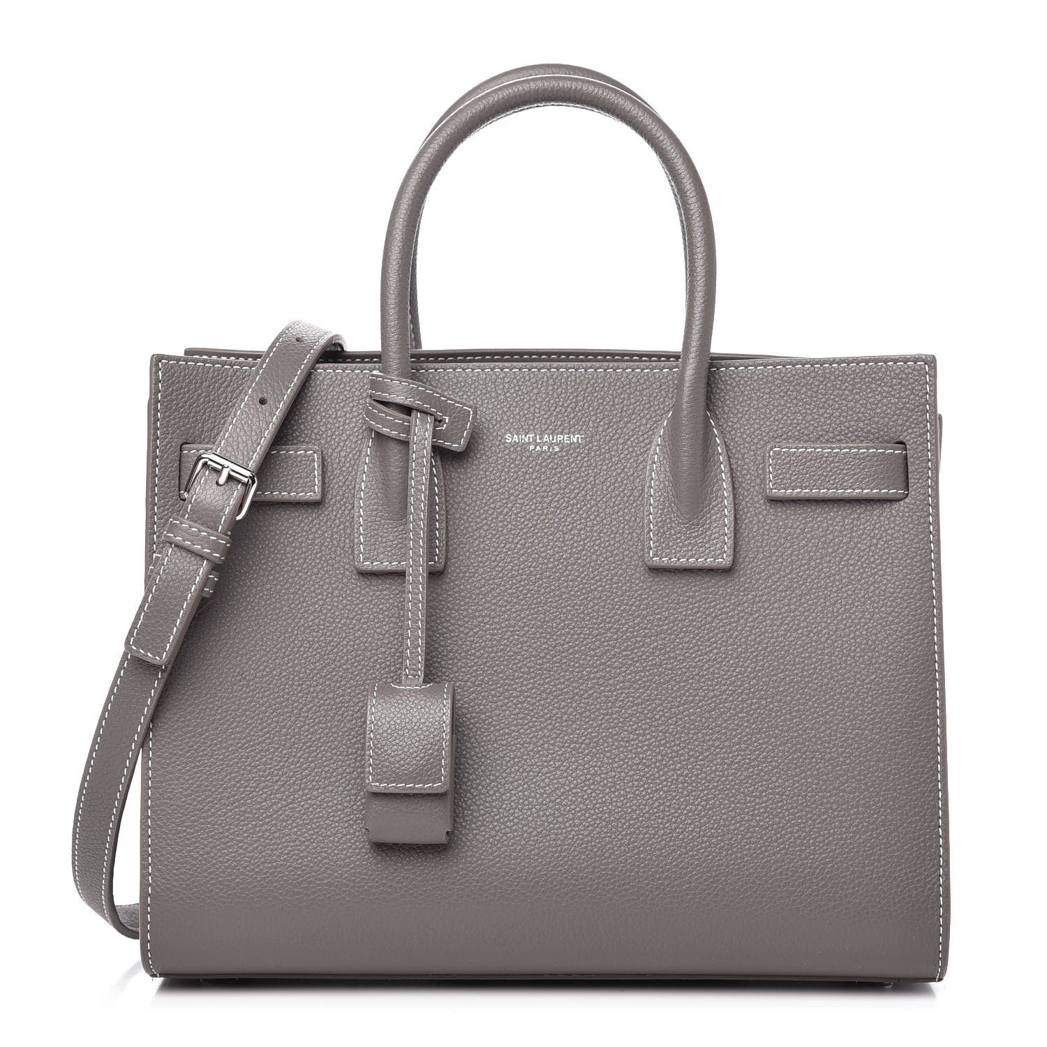Saint Laurent Grained Calfskin Topstich Baby Sac De Jour Fog 1 of 10