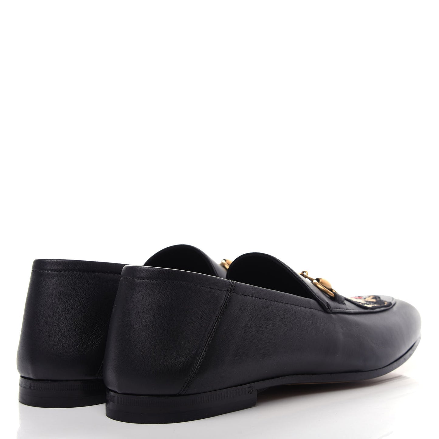 Goatskin Tiger Embroidered Mens Horsebit Loafers 8.5 Black