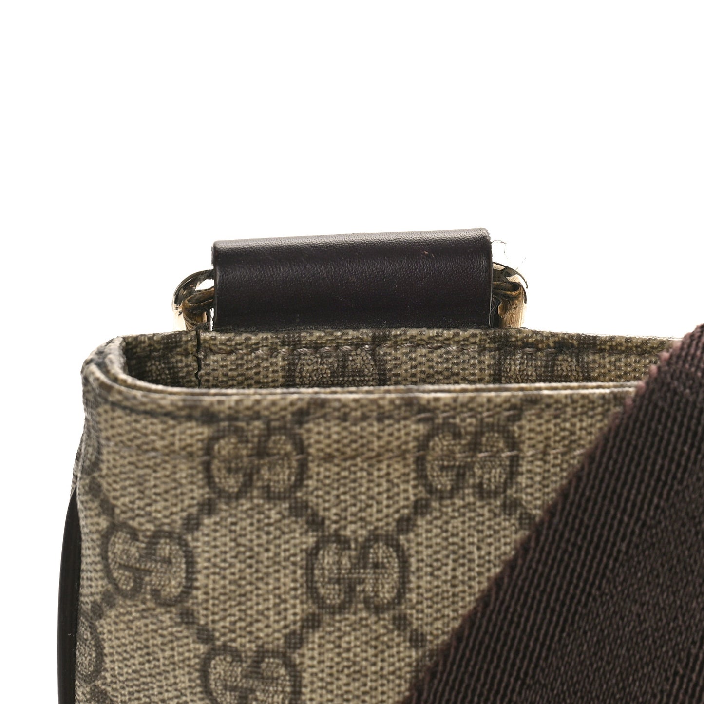 GG Supreme Monogram Medium Flat Messenger Bag Dark Brown
