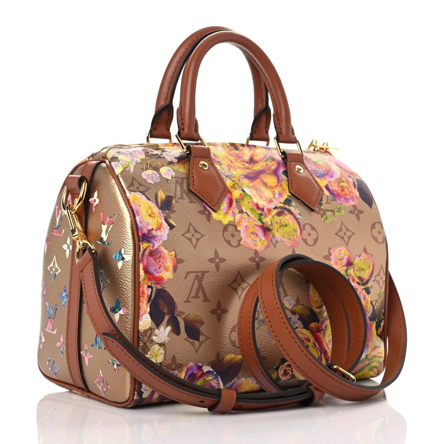 Louis Vuitton Metallic Monogram LV Garden Speedy Bandouliere 25 Gold 3 of 10
